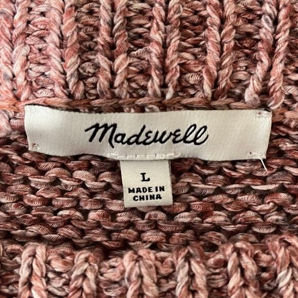 Madewell Millcrest Cropped Pullover Sweater Pink Chunky Knit Scoop Neck Large - Picture 4 of 5